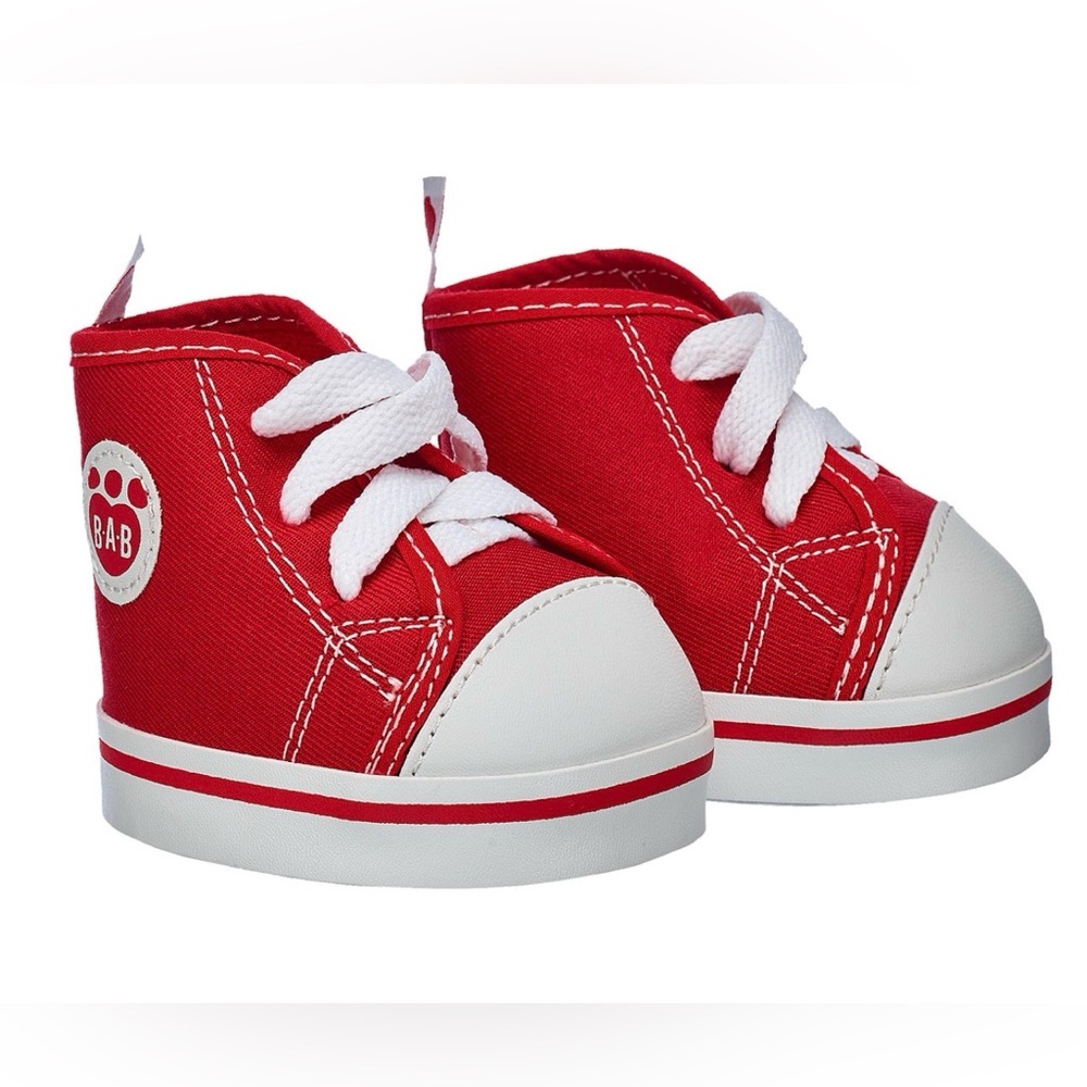 Build a Bear Red High-Top canvas Sneakers for your stuffed animal bear lace up